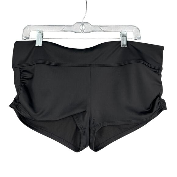ATHLETA Black Ruched‎ Athletic Spandex Blend Gym Workout Shorts XL - Picture 1 of 7